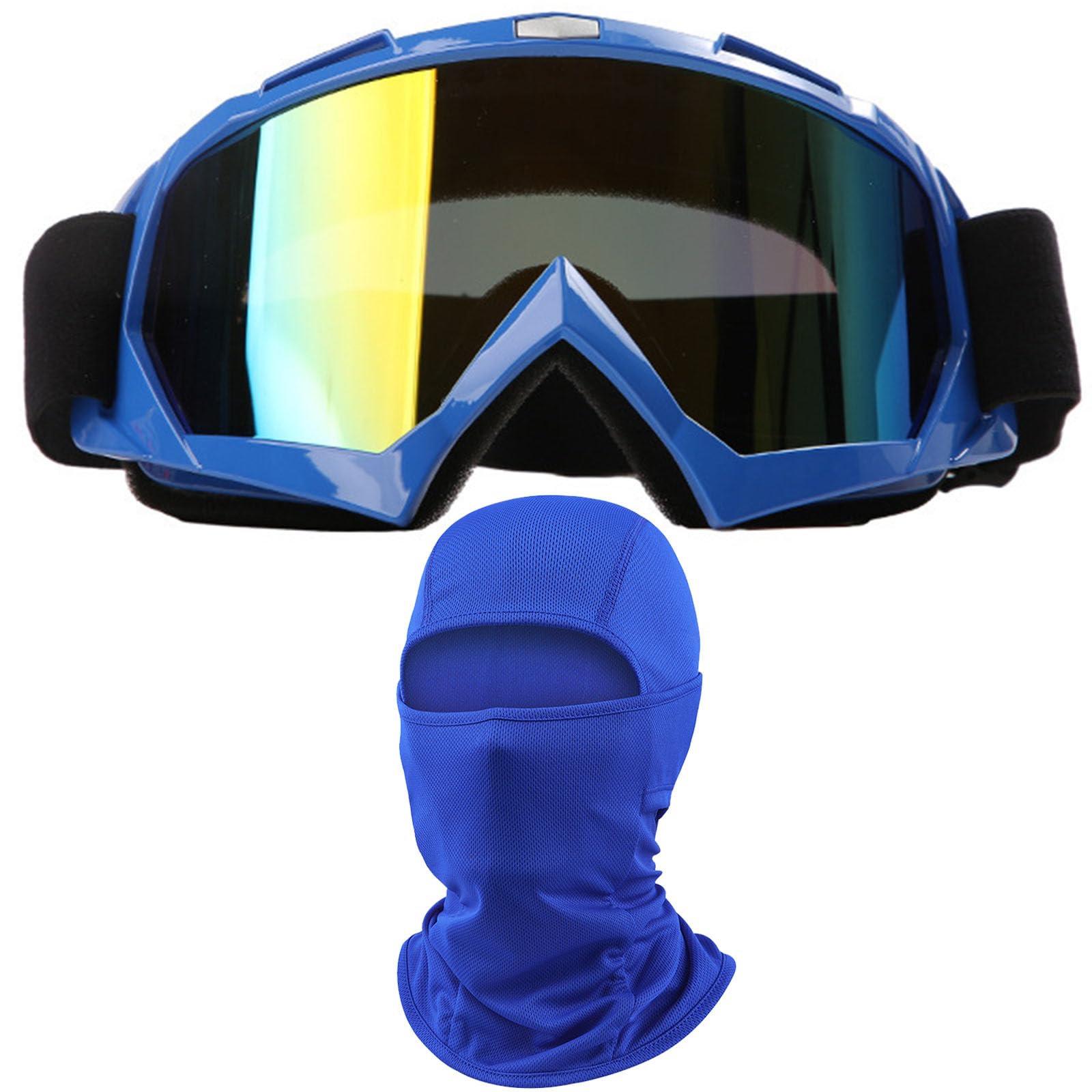 immoono Dirt Bike Motorcycle Goggles with Balaclava Face Cover, Motocross Riding Offroad Glasses for Men Women with Face Mask, B